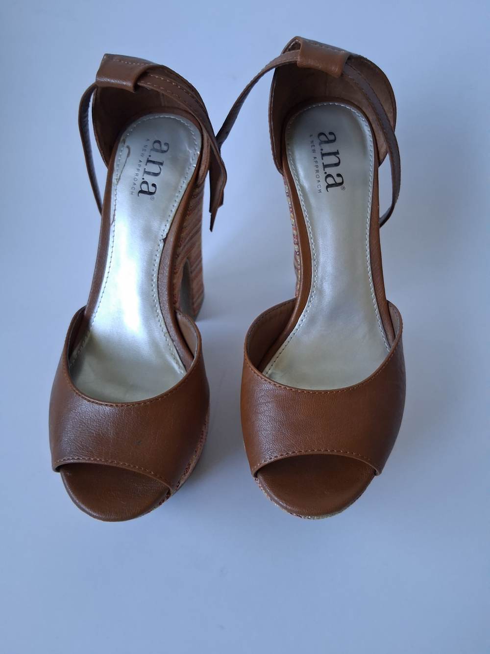 a.n.a Brown Peep-Toe Platform Heels